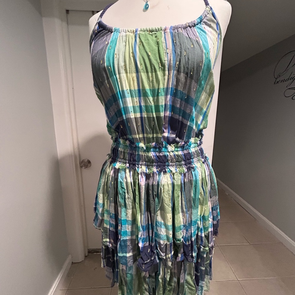 Striped Green and Blue Dress